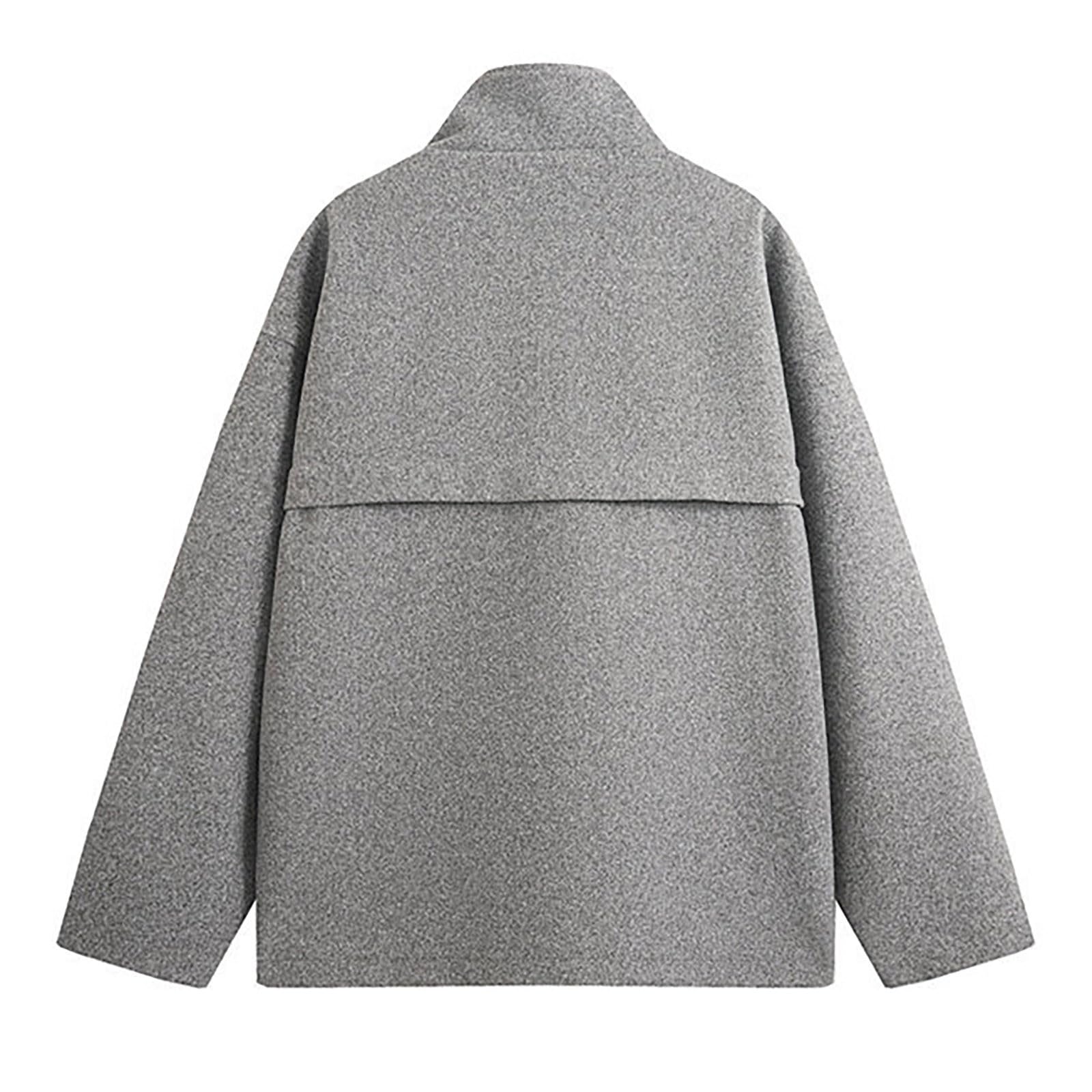 Forros Polares Hombre - Abrigo de Lana Informal para Hombre, de Color Liso, con Cuello levantado, para Exteriores, otoño e Invierno