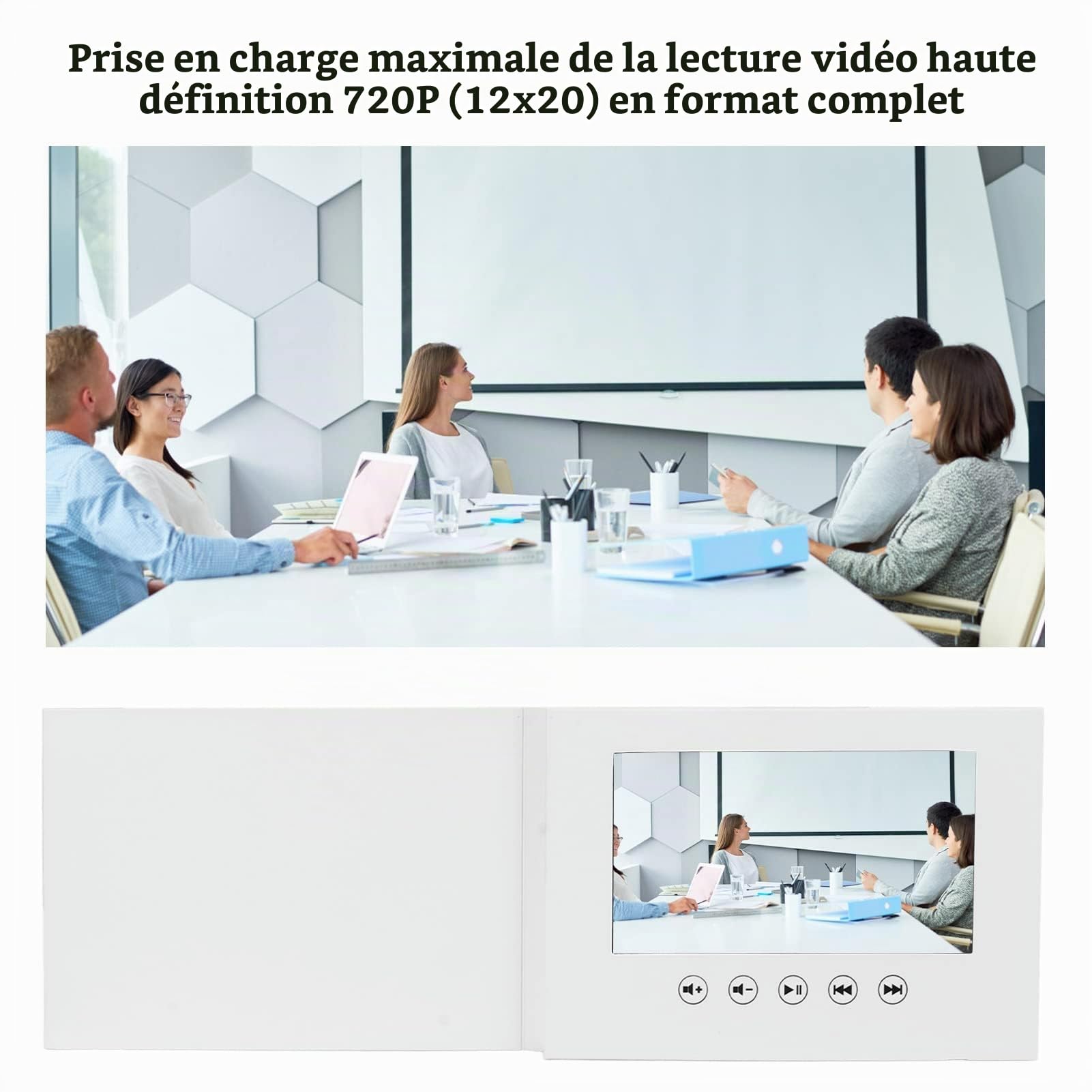 Carte de Voeux Vidéo, Brochure Vidéo pour Fête des Pères Fête des Mères Anniversaire de Noël, Carte de Voeux électronique (Batterie au lithium-ion de 7 pouces 1500mAh)