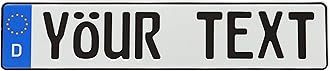 Custom European License Plate - with Country Sidebar - 9 Characters (Customize Your Text - Multiple Colors and Country Options, Plus Accessories)
