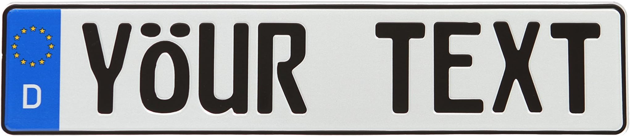 Custom European License Plate - with Country Sidebar - 9 Characters (Customize Your Text - Multiple Colors and Country Options, Plus Accessories)