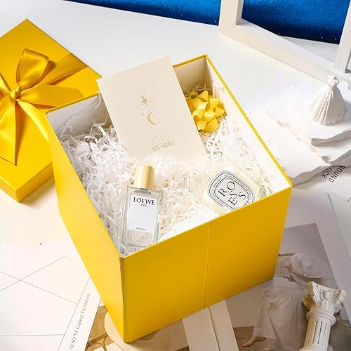 Miniatura 10 de RUSPEPA Caja de regalo de cumpleaños mediana con tapas cinta y papel de seda caja de regalo plegable 1 unidad 9 x 9 pulgadas azul rey