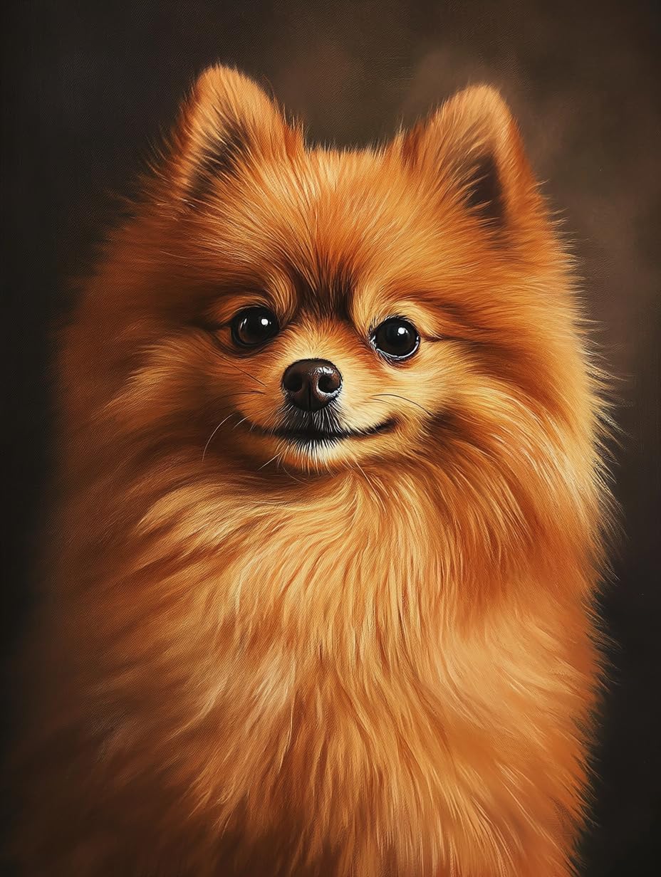 DIY Pomeranian Dog Diamond Painting 12x16 Inch, Full Round Drill Kits Mosaic Art for Adults Relax & Home Wall Decor Festival Gift 665
