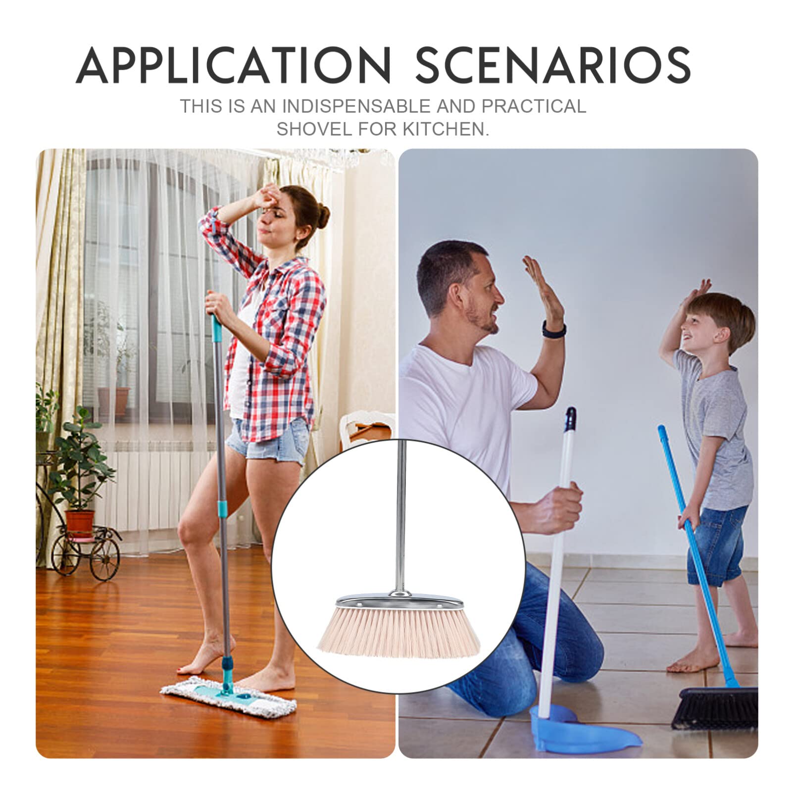Happyyami Recogedor de Basura sin Agacharse de Acero Inoxidable Plata | Nylon, para Armario y Suelo, Limpieza de Tejidos sin Desprender Fibras, Uso Doméstico