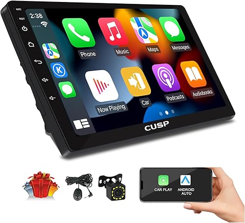 CUSP - Radio estéreo para automóvil con Android de 10.1 pulgadas, universal, doble DIN, inalámbrico, Apple Carplay y Android Auto 8 Core 8G+128G