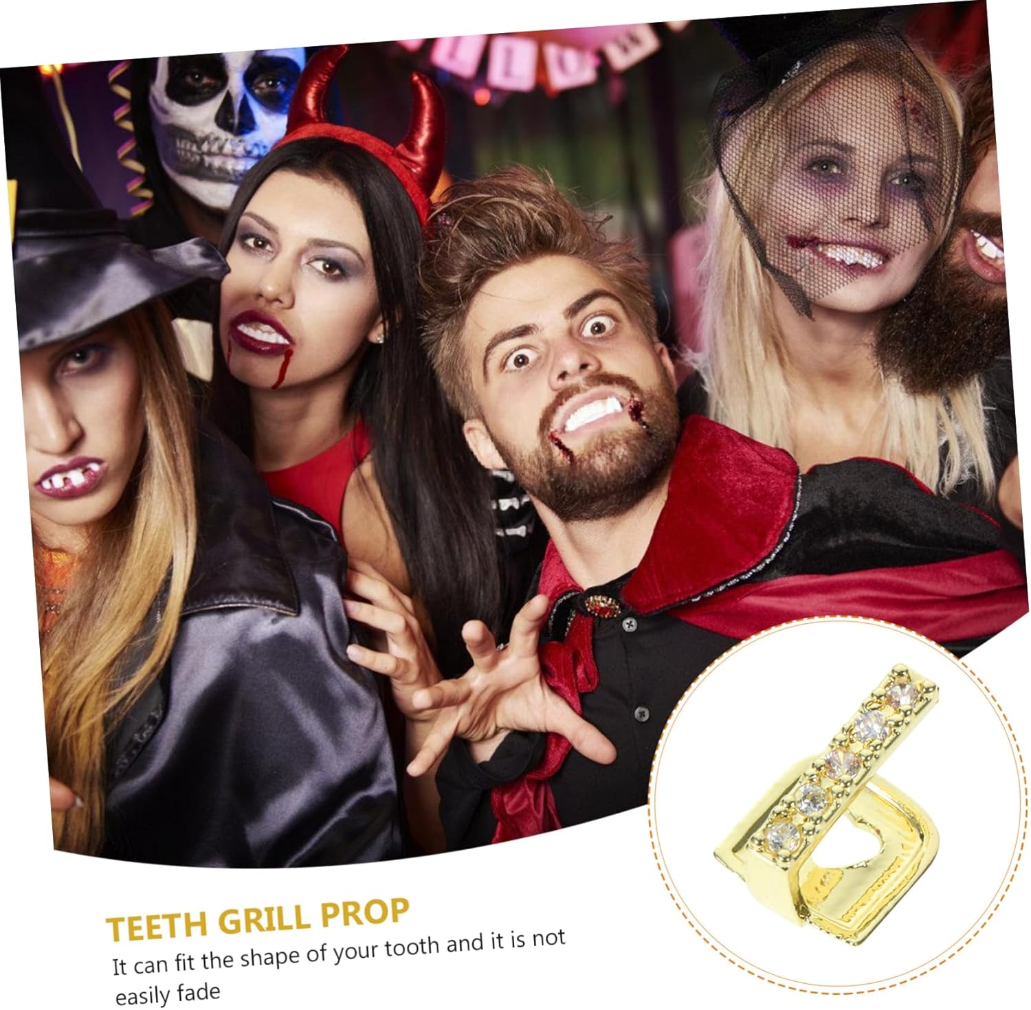 Hip Hop Gold Plated Braces Decor Griddle Grill Cosplay Grill Teeth Rapper Costume Props Hip Hop Teeth Grills Metal Teeth Grill Mouth Grill 18k Copper Rhinestones Alternative