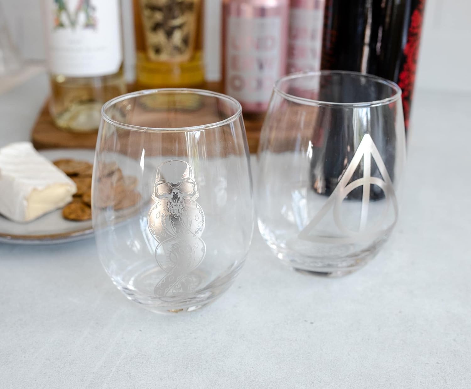 Harry Potter Icons 20-Ounce Stemless Wine Glasses, Set of 2 | Drinking Cup Cocktail Glasses For Home Barware Set, Kitchen Decor | Wizarding World Gifts and Collectibles - Image 2
