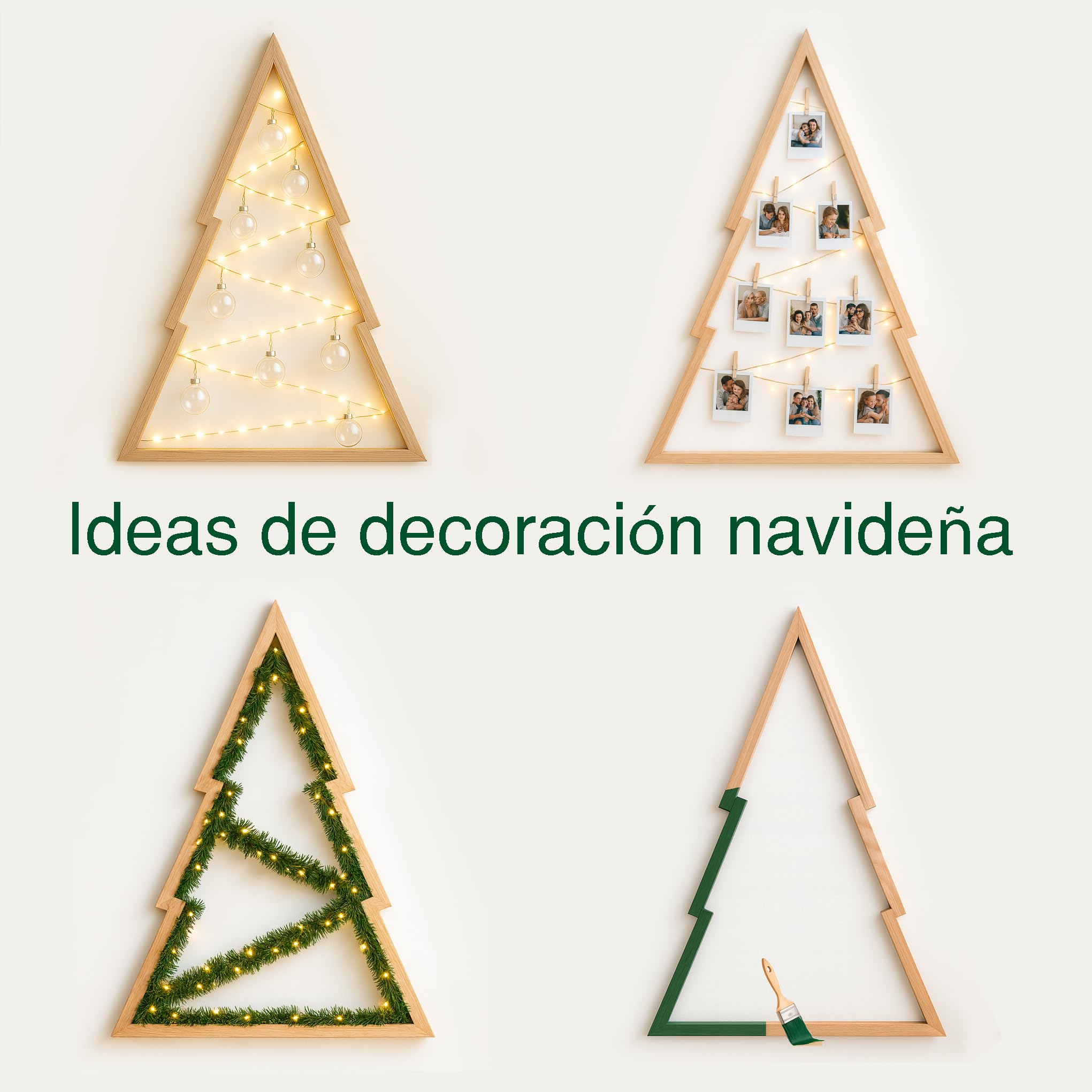 Arbol de Navidad de Madera, con Forma de Abeto, en Pino Natural, para Suelo y para Colgar (180 cm)