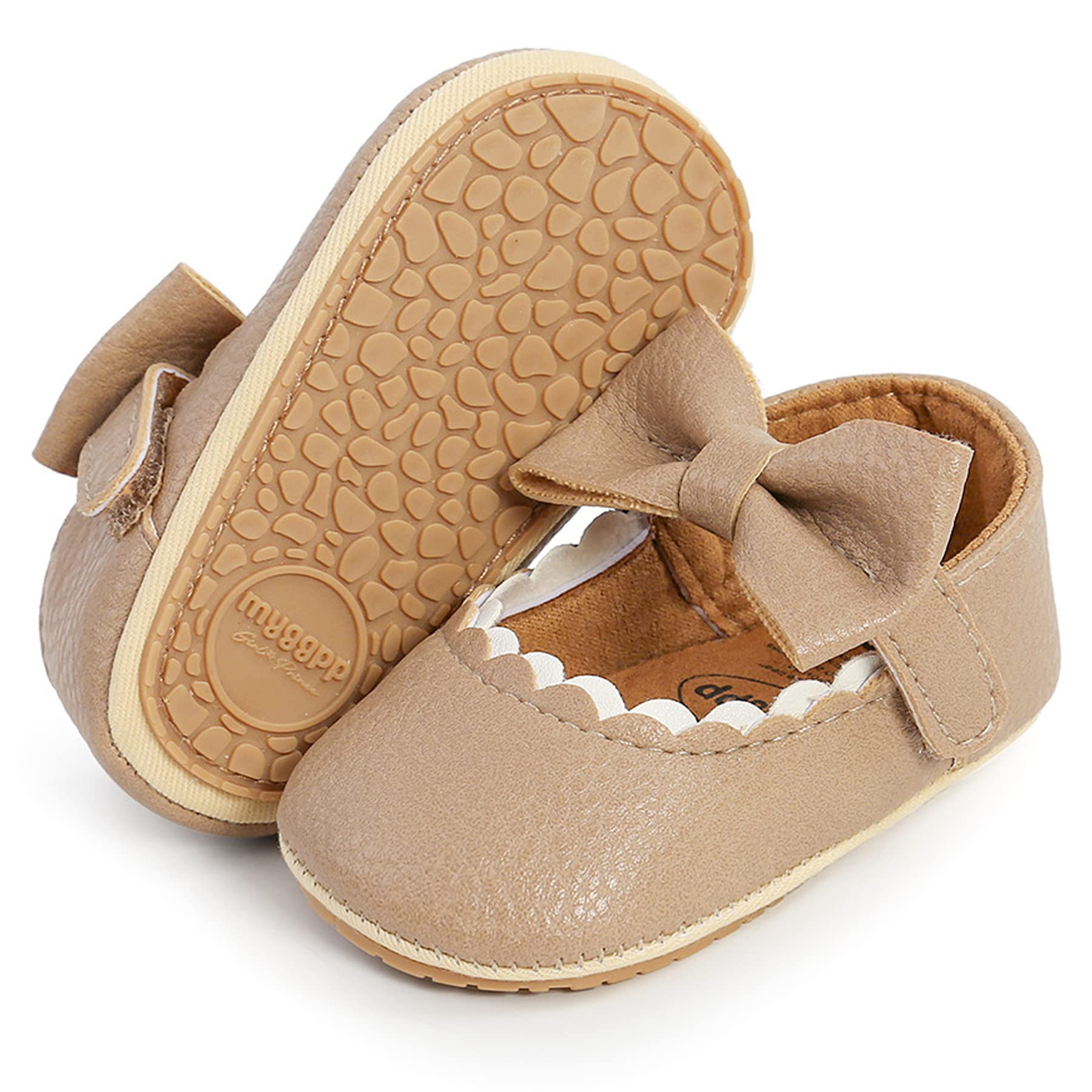 Neband Baby Girl Mary Jane Dress Shoes - Infant Newborn Flats Anti-Slip Soft PU Leather Party School Wedding Princess Baby Girl Shoes