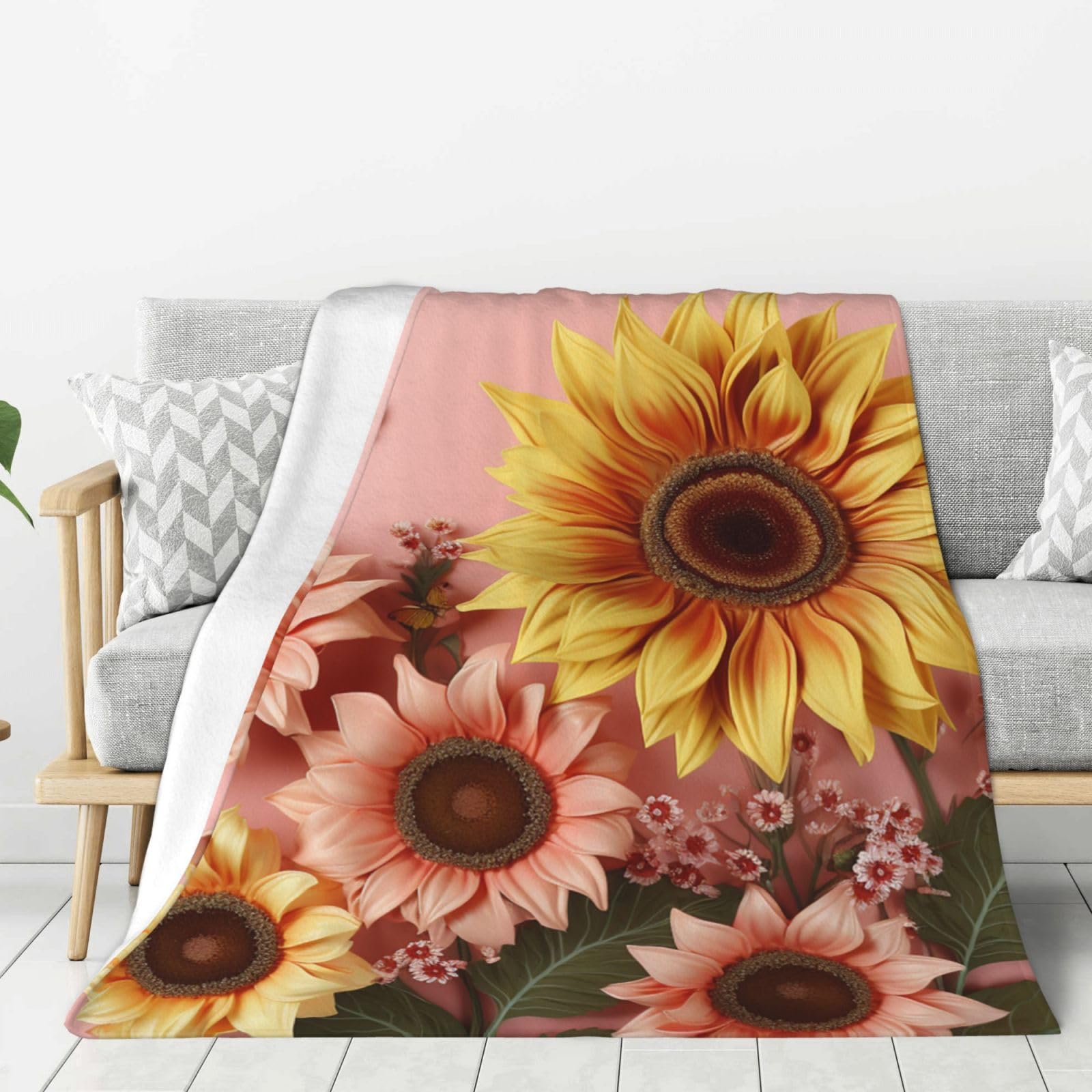 Couverture polaire tournesol plaid canapé doux flanelle chaude toutes saisons 150x130cm