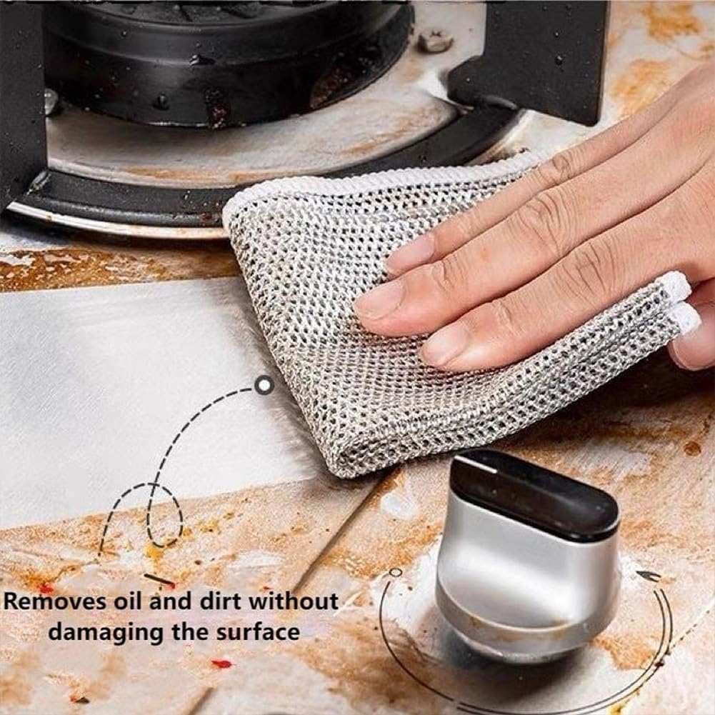 RuiJiao 10 PCS Multipurpose Wire Dishwashing Rag, Non-Scratch Steel Mesh Cloth, No Odor, Reusable For Cookware, Sinks, Dishes, Stove Tops, Metal Cleaning Cloth For Wet And Dry - View #9