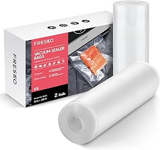 FRESKO 8"x20' Vacuum Sealer Bags for Food, 2 Rolls Customized Size Storage Bags with BPA Free, Heavy Duty Food Bags for Meal Prep and Sous Vide Cooking
