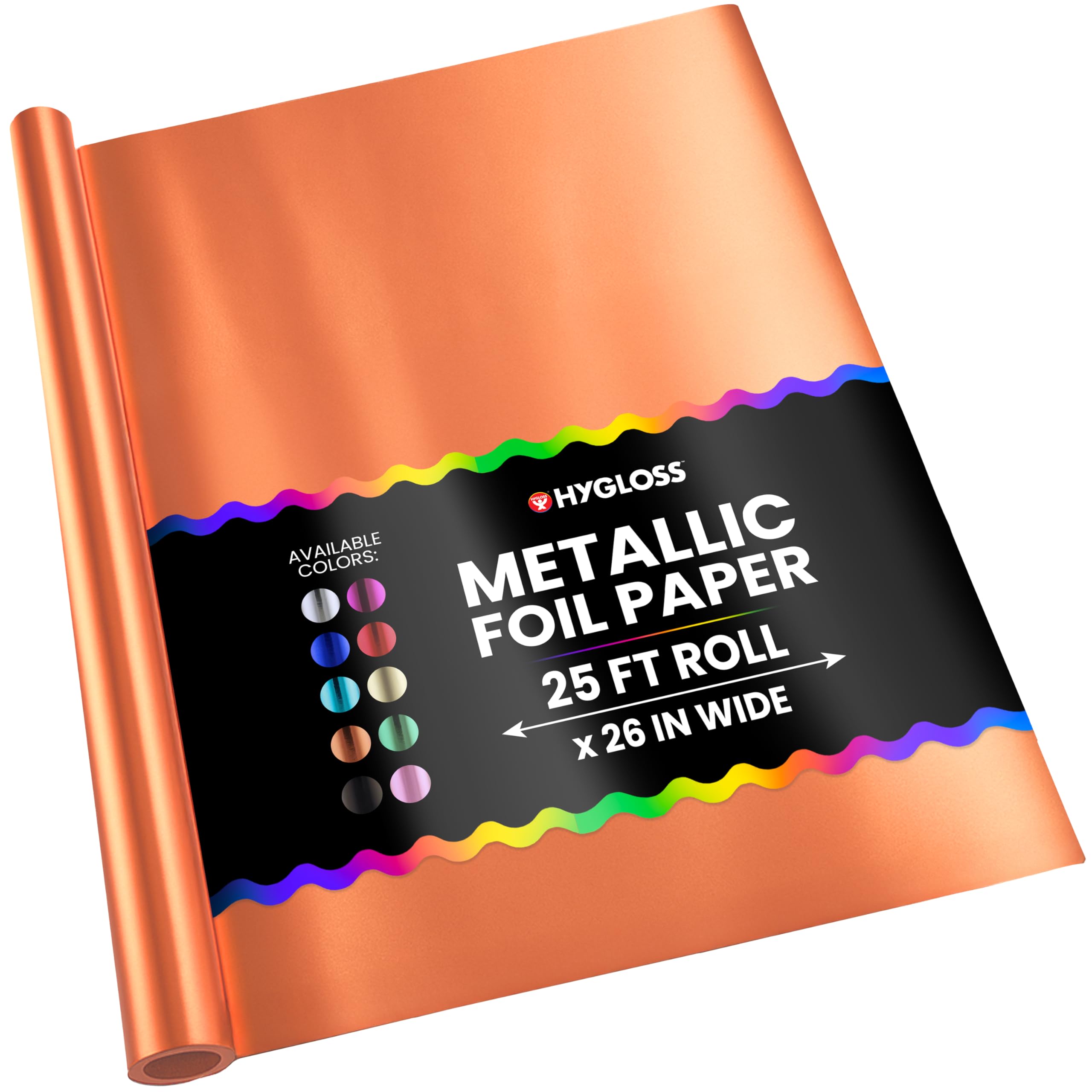 Hygloss Products Metallic Foil Paper Gift Wrap Roll Red Copper 26-Inch x 25-Feet - 54 Sq. ft. Total