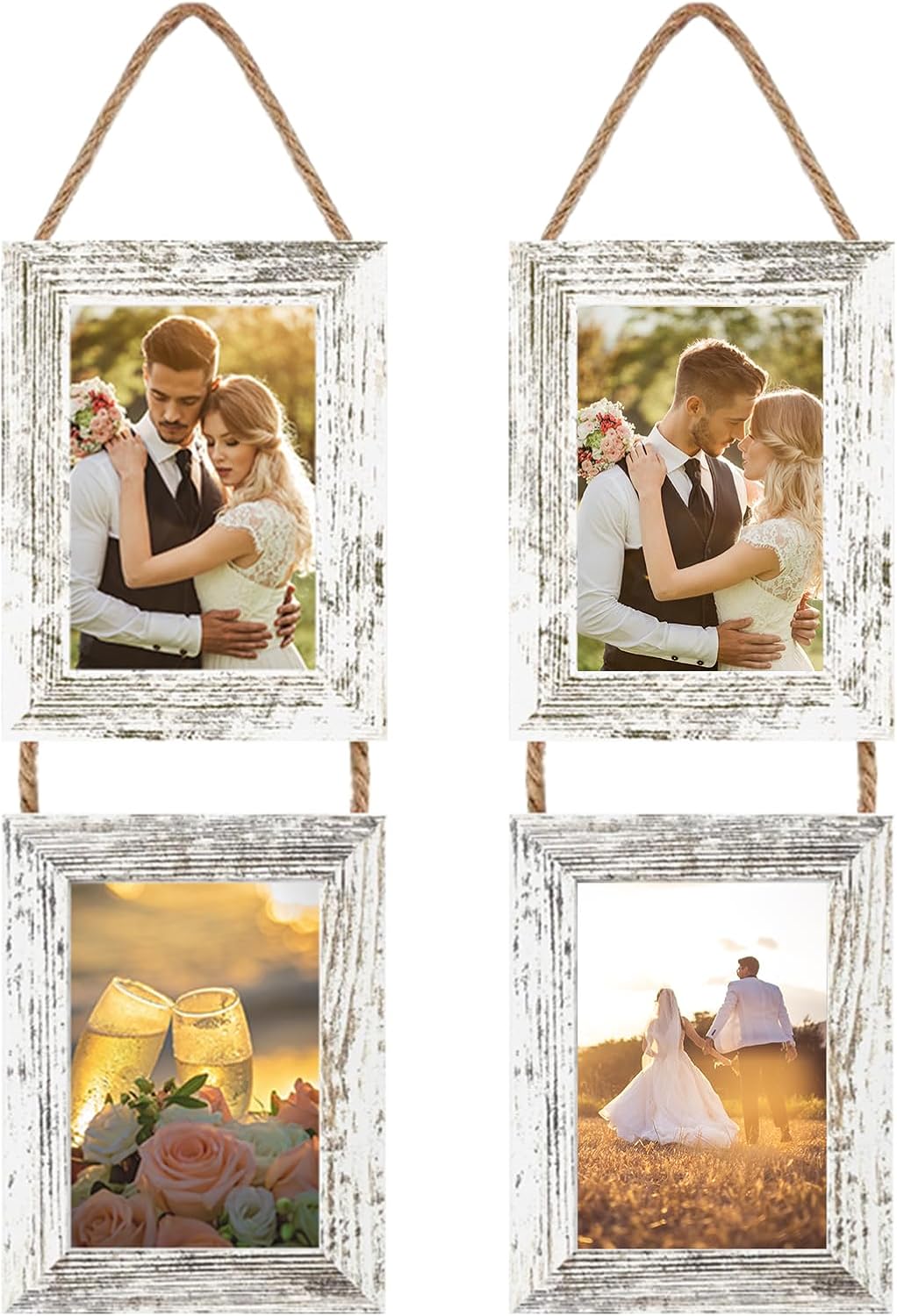 5x7 Wall Hanging Picture Frames Collage with 2 Opening White Frames 2 Pack