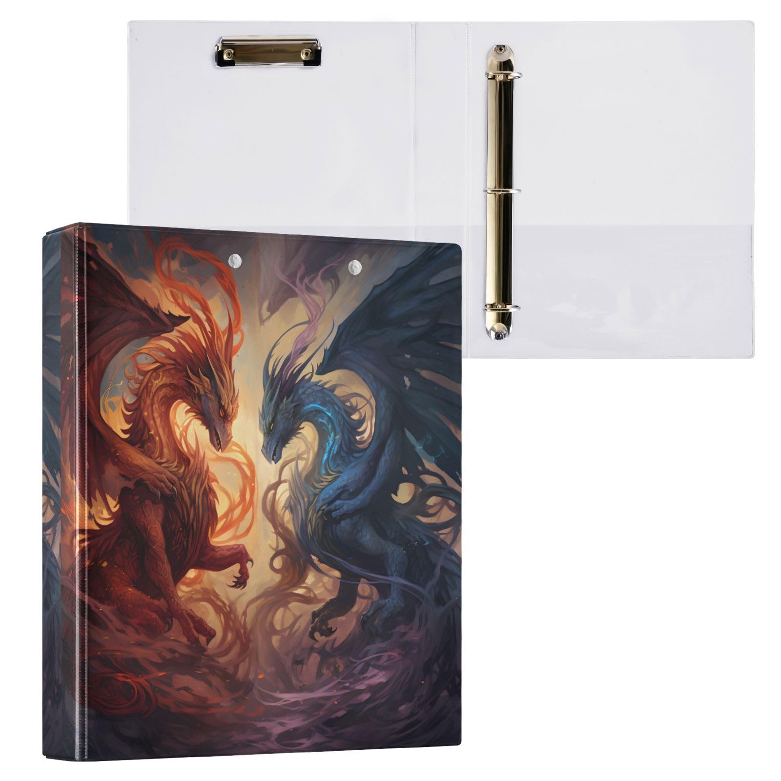 3 Ring Binder, Powerful Dragons File Folder Holds 200 Sheets File Storage for Women Men School Office Supplie