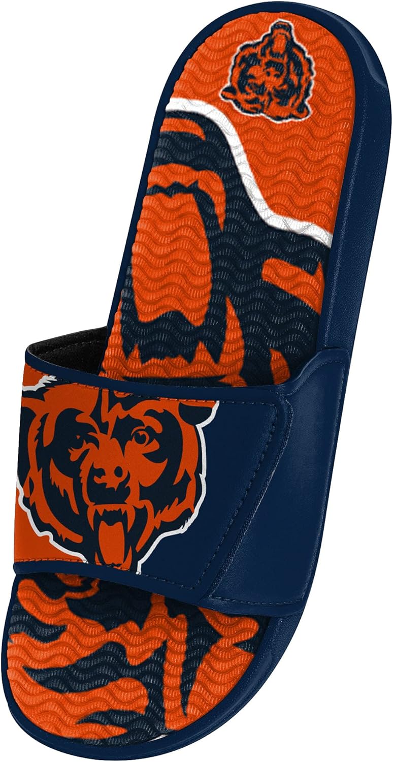 FOCO mens NFL Team Logo Athletic Sport Shower Flip Flop Sandals Gel Slides
