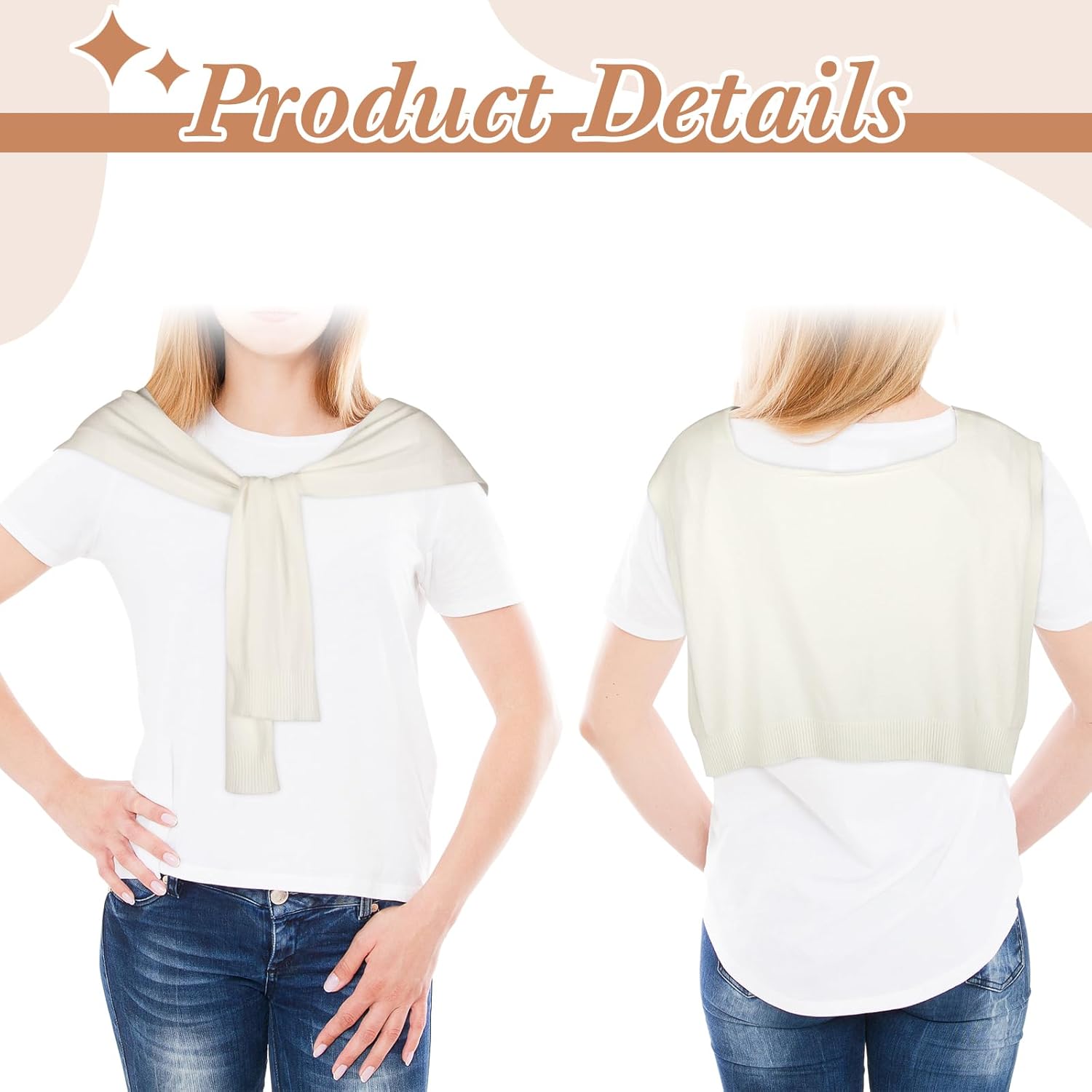 Geyoga Sweater Shawl Wraps for Women Sweater Knitted Knotted Shawls Travel Scarf Cape Shoulder Tops Blouses Fashion Wrap - Image 3