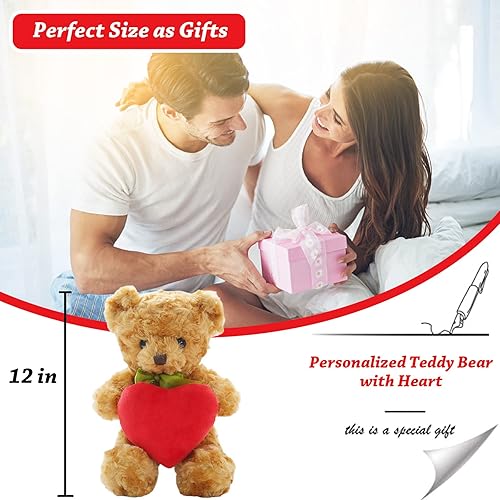 Miniatura 4 de Oso de peluche personalizado con foto y texto personalizado en corazón rojo, oso de peluche con corazón rojo como regalo Im Sorry para ella o él en
