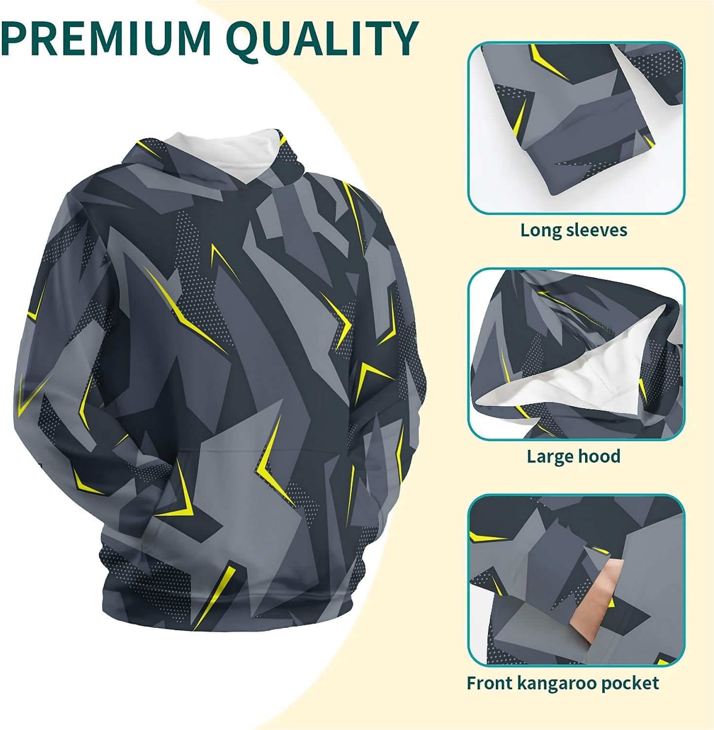 Unisex Hoodies for Boys Girls, 3D Printed Hooded Sweatshirts Graphic Pullover Hoodie With Pocket 6-16Y