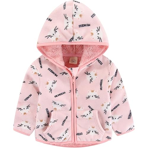 Feidoog Toddler Fleece Jacket Baby Boys Girls Hooded Zipper Long Sleeve Thick Warm Outerwear
