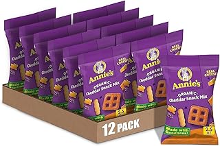 Annie’s Organic Cheddar Snack Mix With Assorted Crackers and Pretzels, 2.5 oz. Bag (Pack of 12)