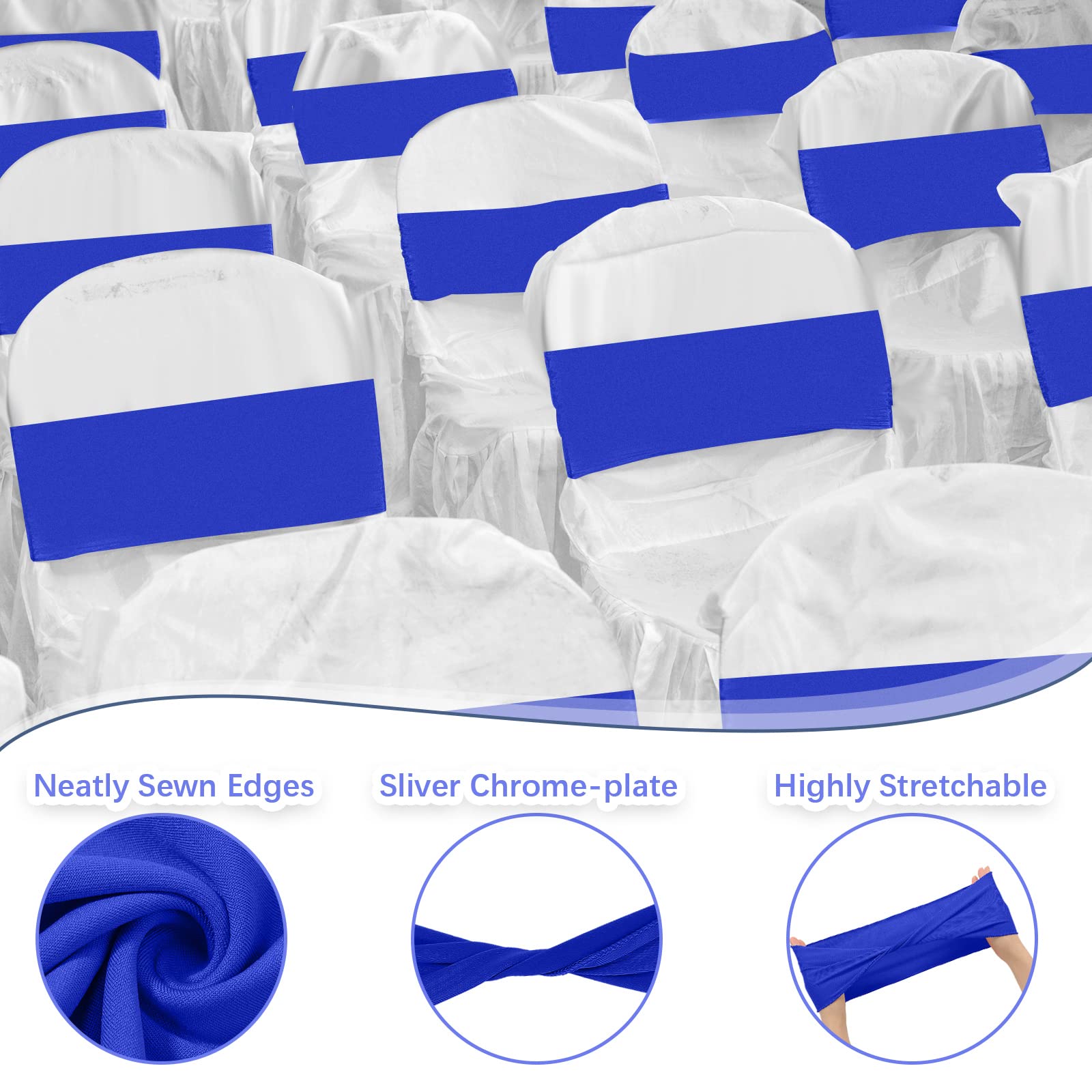 Blausky Stuhlschleifen Set - 50 Stück, Creme, 13x35cm, Elastisch