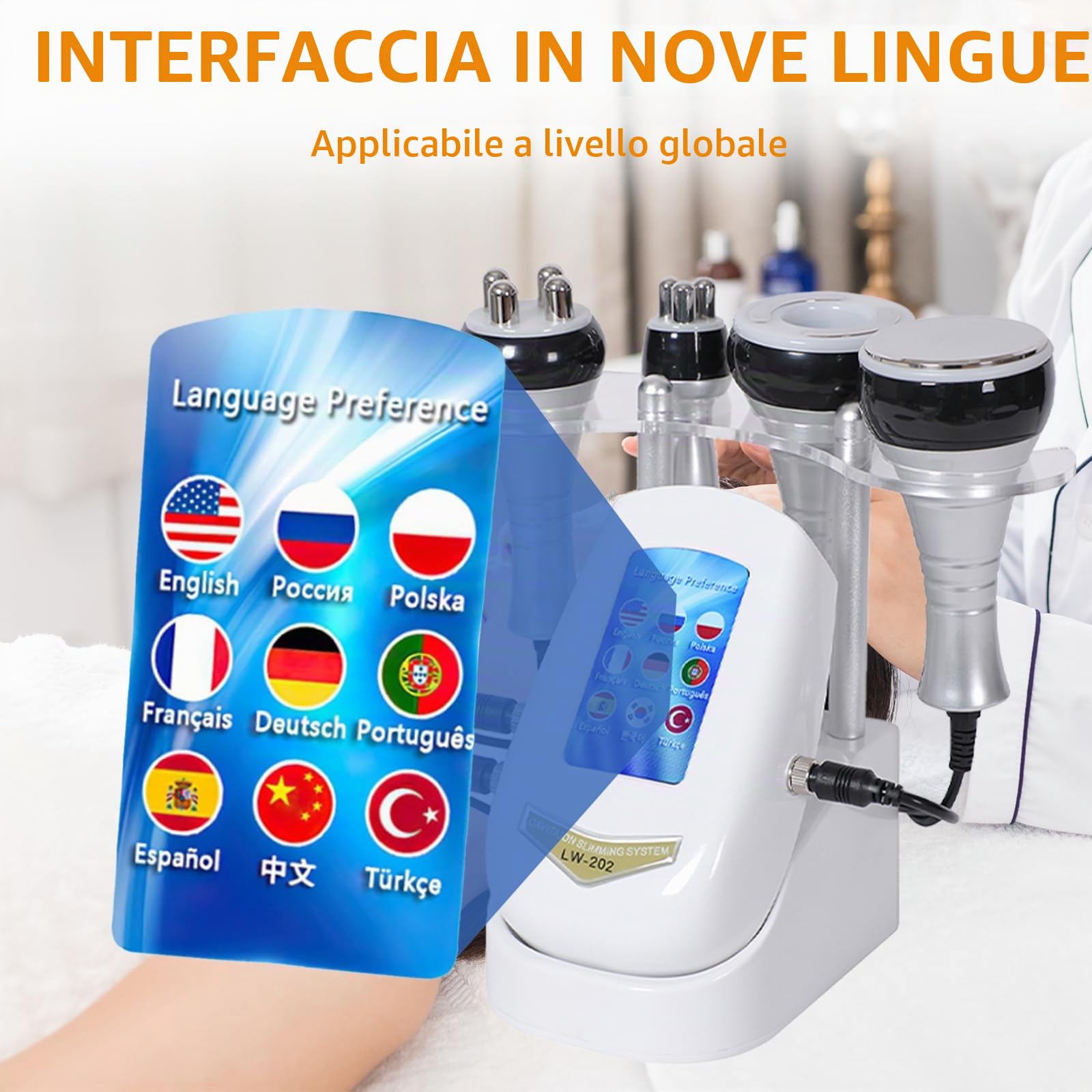 40K Corpo Dimagrante Macchina, 4 in 1 Radiofrequenza Professionale Viso e Corpo Massaggiatore Anti Cellulite, Macchina di Bellezza per Cavitazione Rassodanti e Tonificanti per Viso