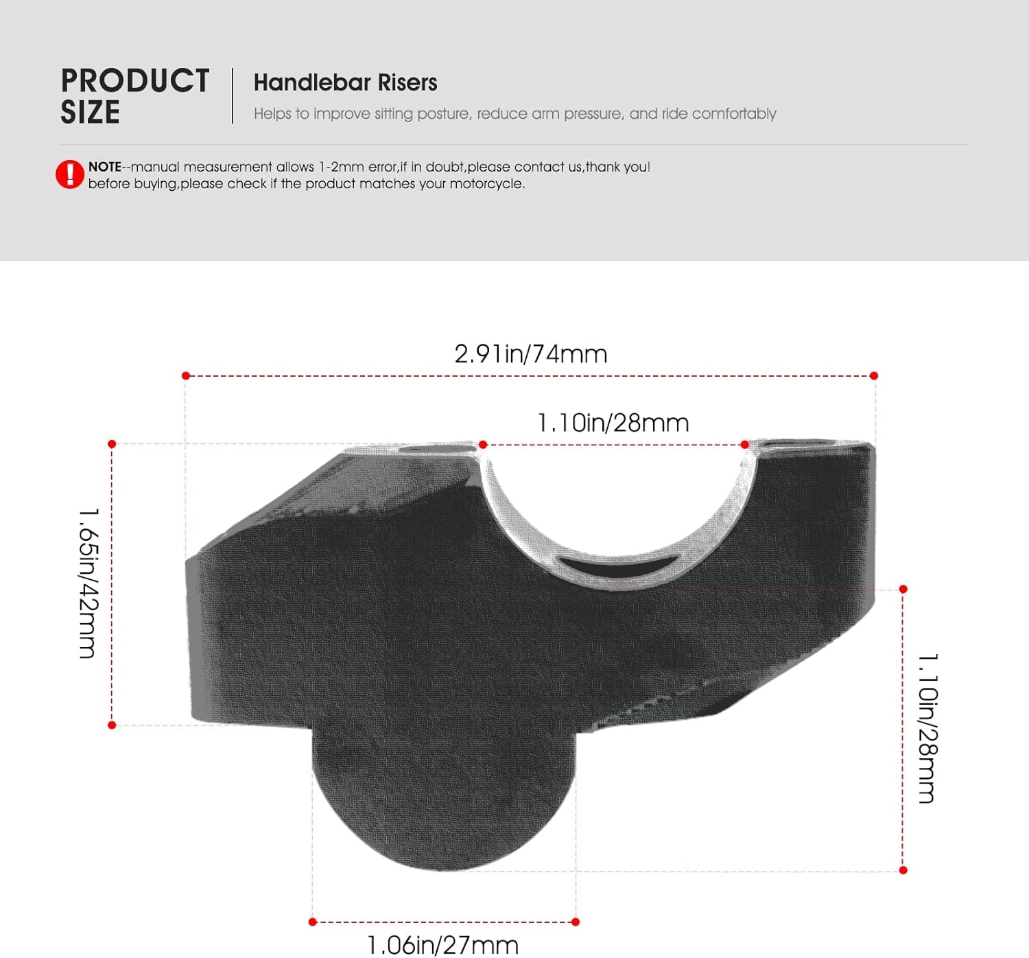 Handlebar Riser Height Increase CNC Aluminum 29mm for 1050 Adventure for 1090 Adventure/R/L for 1190 Adventure/R for 1290 Super Adventure/R/S/T for 1290 Supeduke GT Black
