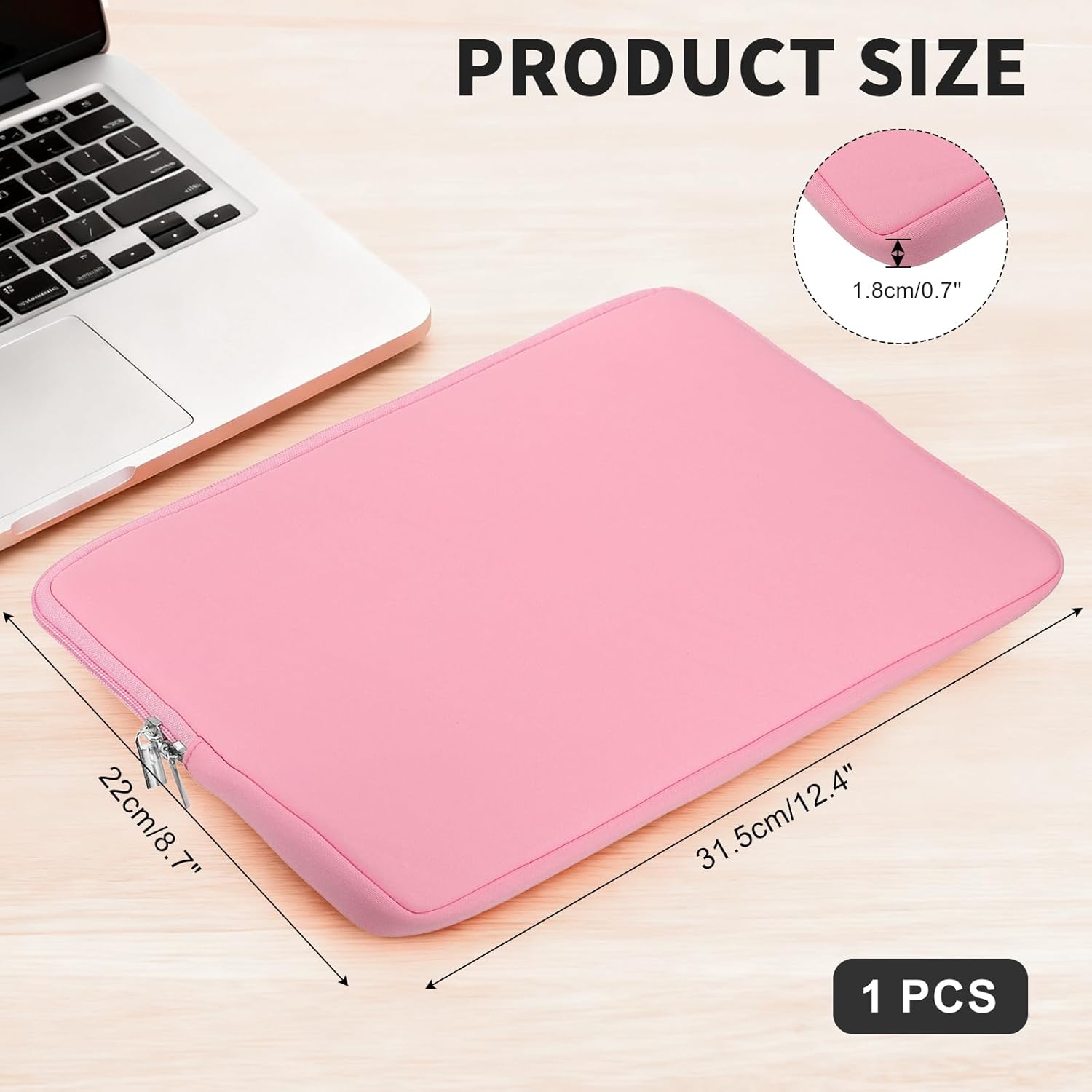 Laptop Case - Polyester Computer Sleeve Carrying Bag Shockproof Laptop Protective Cover for 11" Notebook, Pink - Image 2
