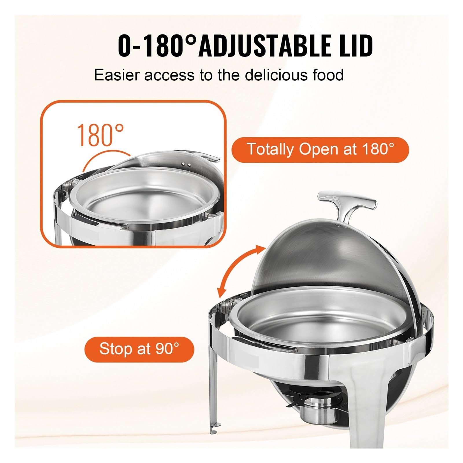 Set Scaldavivande da Buffet in Acciaio Inox, Rotondo, for Catering Calore A Lunga Durata