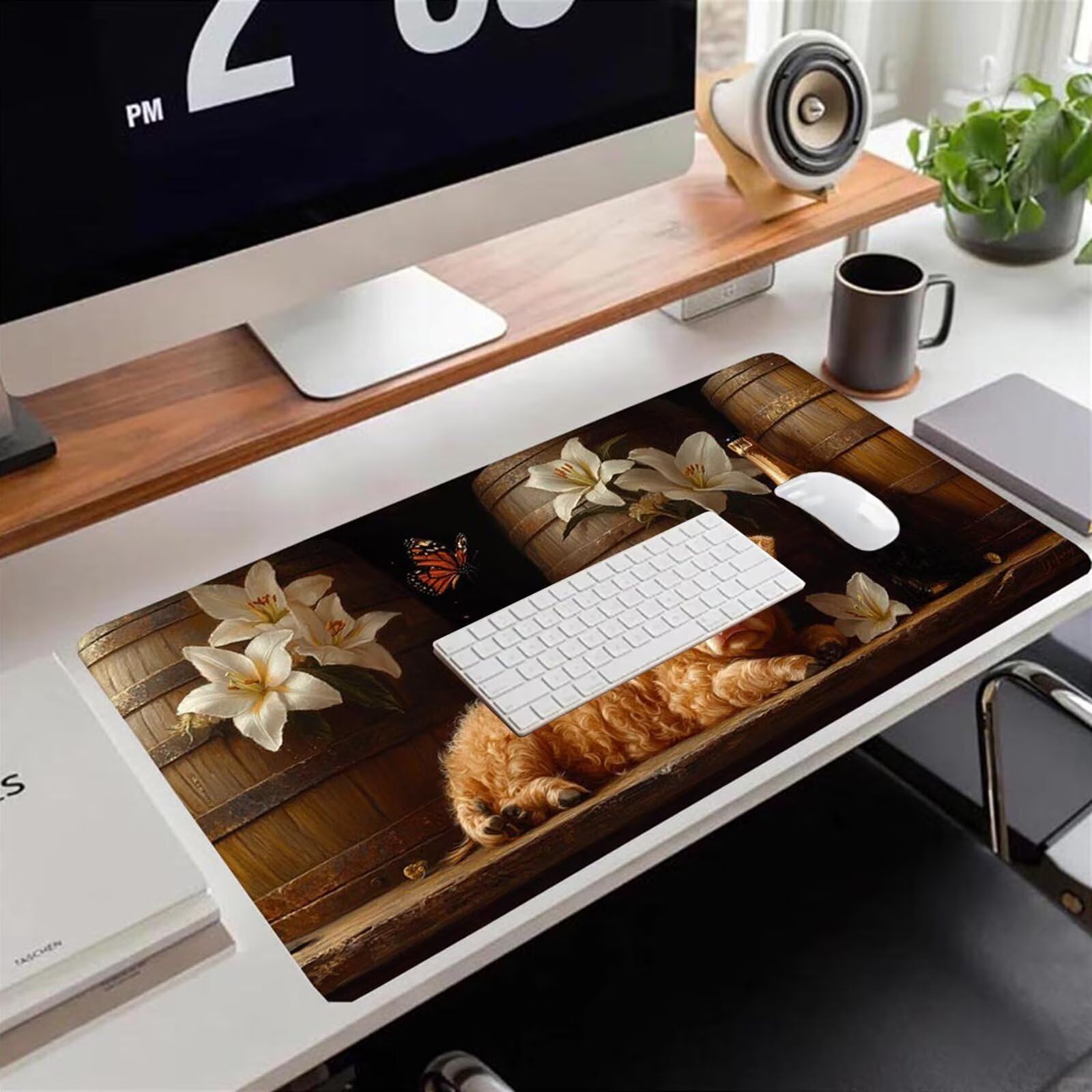 Gamingowa podkładka pod mysz 1200 x 600 x 3 mm, XXL, wodoszczelna, odporna na ścieranie, z przyszytymi krawędziami, podkładka na biurko, poprawia prędkość i precyzję, pod laptopa, komputer, wzór wołu