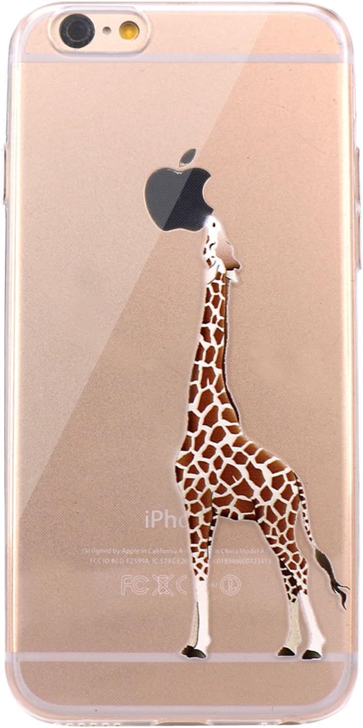 JAHOLAN iPhone SE 2022 Case/iPhone SE 2020 Case,iPhone 7 8 Case, Cute Girl Floral Design Clear Slim Cover Case for iPhone 6/6s/7/8/SE 2020 2022 Giraffe