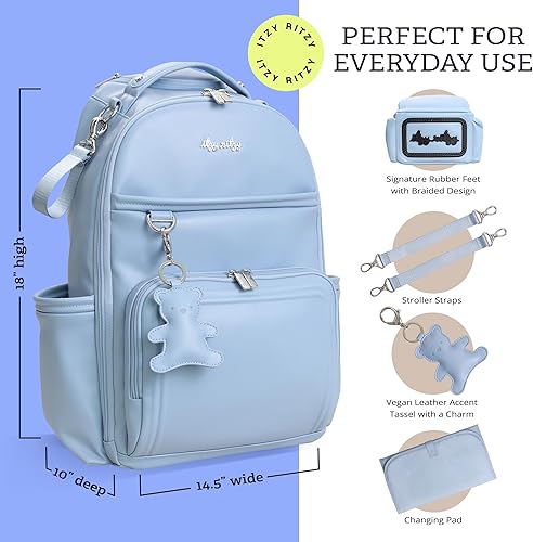 Miniatura 5 de Itzy Ritzy Mochila para pañales – Mochila para pañales Boss Plus de gran capacidad con 19 bolsillos, cambiador, clips para cochecito y correas Teddy