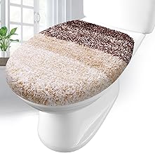 Arotive Soft Microfiber Bathroom Toilet Lid Cover, Machine Washable Seat Covers, 17.5 x 15, Stays in Place Rubber Backing, Fits Most Round, Elongated and Oblong Lids, Accessories Decor, Brown