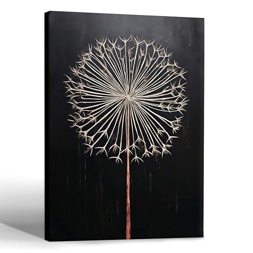 Framed Dandelion Plant Fun Wall Art Decor Canvas Print Poster Picture Modern Minimalist Artwork Bathroom Living Room Bedroom Office Gallery Decor 12x16 Inch Ready to Hang