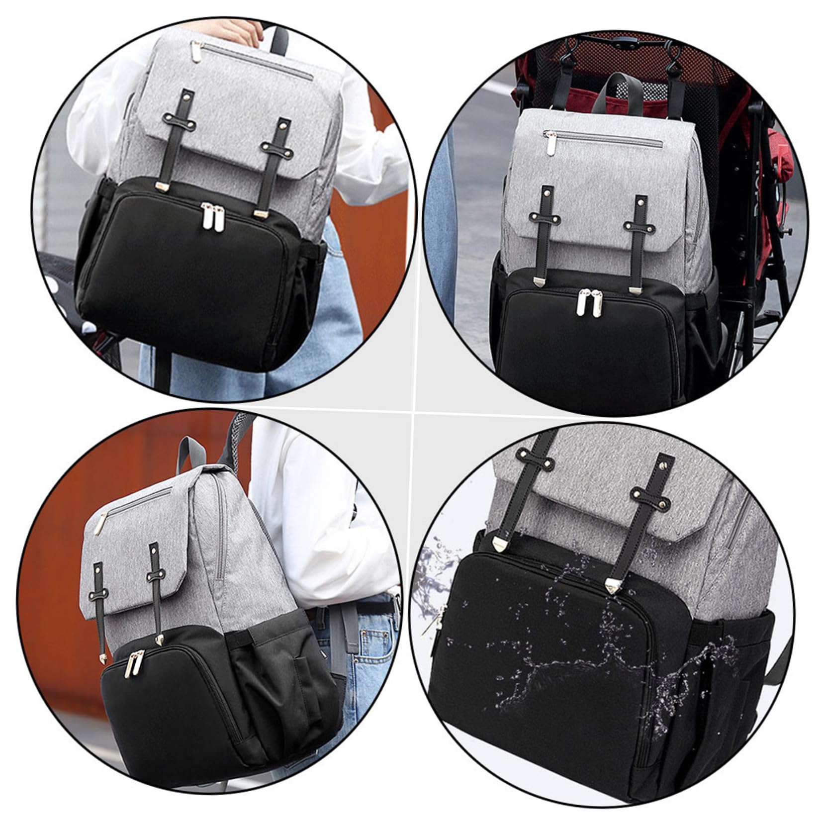 Toddmomy Doppelte Schultertasche für Mütter Multifunktionsrucksack aus Oxford Stoff Großer Reiserucksack mit Verschleißfestem Material zum Einkaufen und Ausgehen
