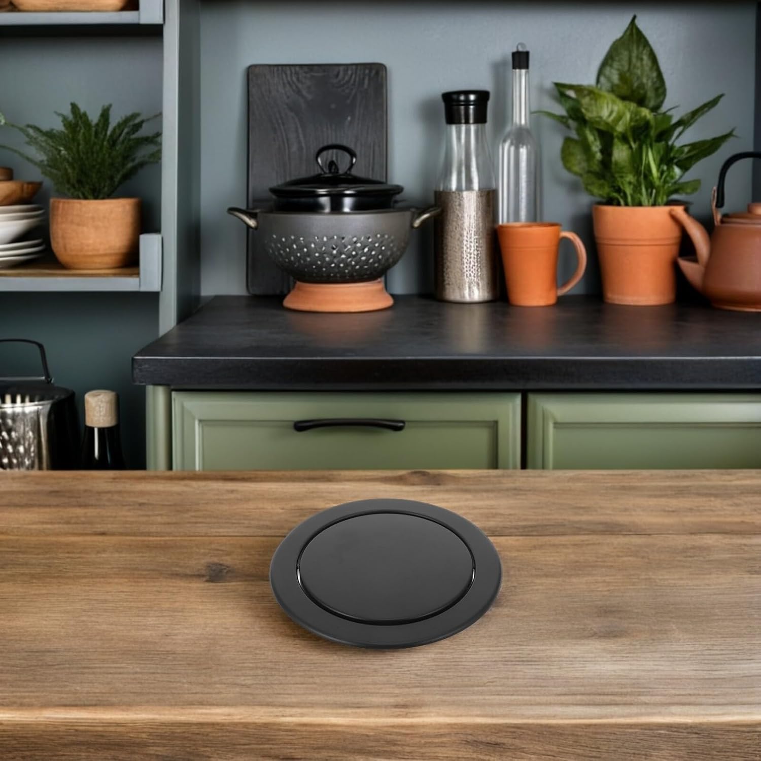 Veemoon Recessed Trash Can Lid 2pcs Stainless Steel Swing Flap Cover round Countertop Garbage Bin Lid for Kitchen Bathroom Office Embedded Waste Chute