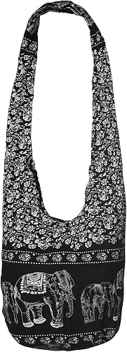 Elephant Sling Crossbody Purse Top Zip Handmade Black S11