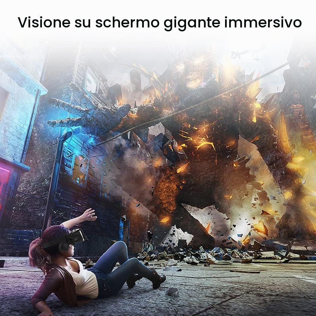 Occhiali VR, Visore Realtà Virtuale, Cuffie 3D VR Compatibile con Tutti Gli, Lente Regolabile per Film e Giochi 3D, per iPhone 13 Pro Max/13 Pro/13/12/11, per Samsung Galaxy S21, Huawei, Xiaomi