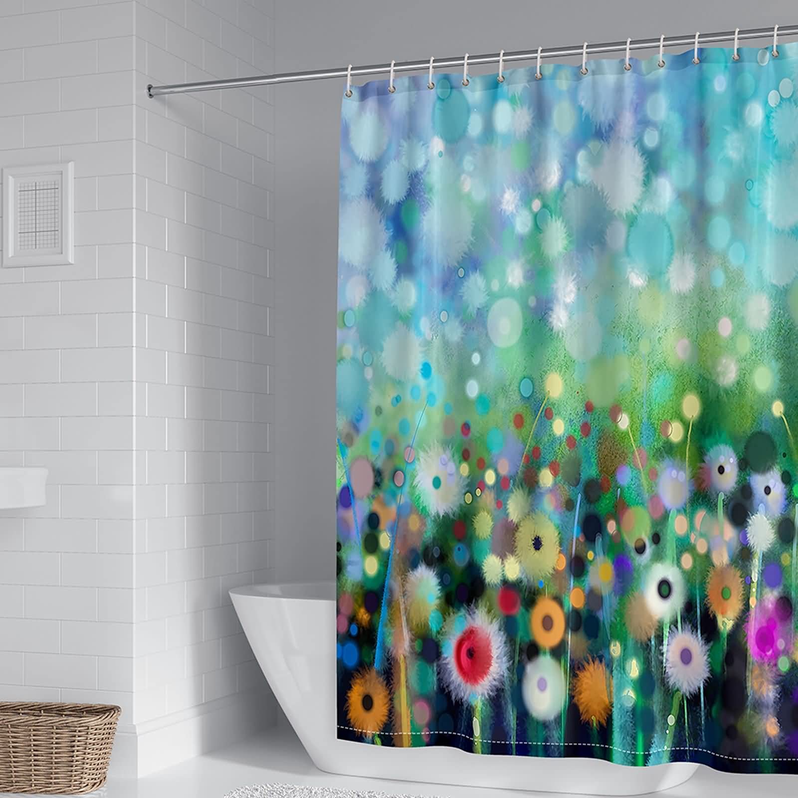 Rideau de douche 150x200 polyester pissenlits pour douche de salle de bain
