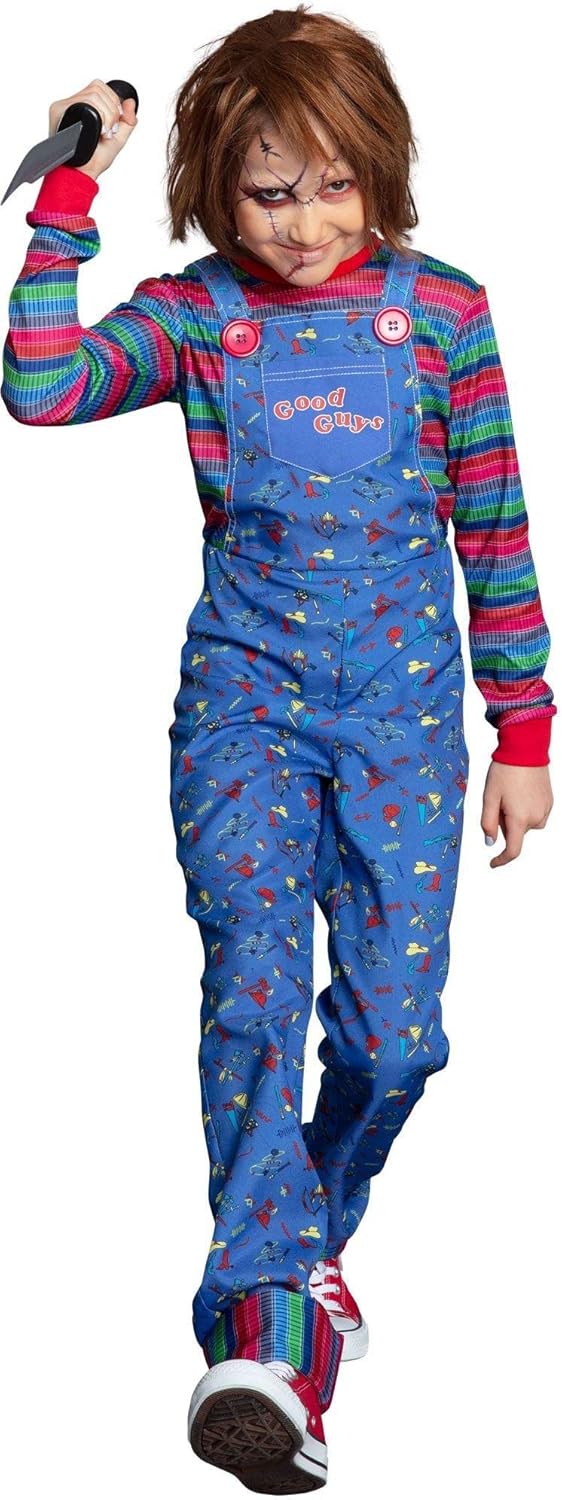 Party City Chucky Costume for Girls - Child’s Play Scary Halloween Costume with Jumpsuit & Striped Shirt - Costumes for Halloween, Birthday Parties & Themed Event - Image 2