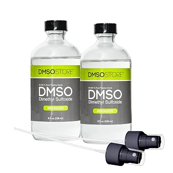 DMSO Liquid 99.95% Pure 8 oz Glass Bottle with Mister Sprayer NonDiluted, Low Odor Dimethyl Sulfoxide 2 Pack