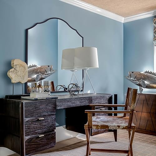 Miniatura 5 de Espejo decorativo de pared, espejo de baño negro, espejo de tocador con marco de metal, espejo de acento moderno para sala de estar, entrada y