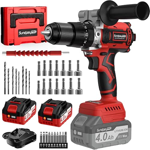 1060In·lbs Cordless Drill Driver - 20+3 Torque Brushless Hammer Drill
