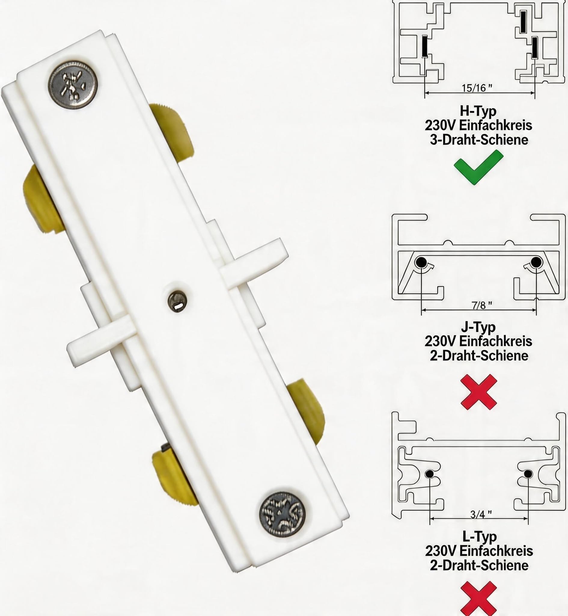 Negro 240V circuito simple carril I forma
