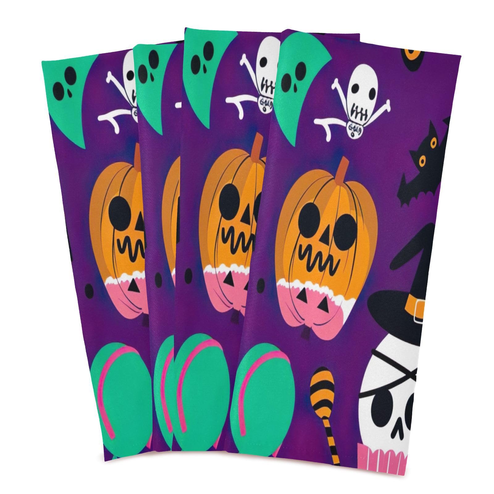 Qilmy Funny Ghosts and Pumpkins Kitchen Dish Towel Set,6Pcs Drying Kitchen Towels Tea Towels Gift Set for Drying Cleaning Cooking Baking2060