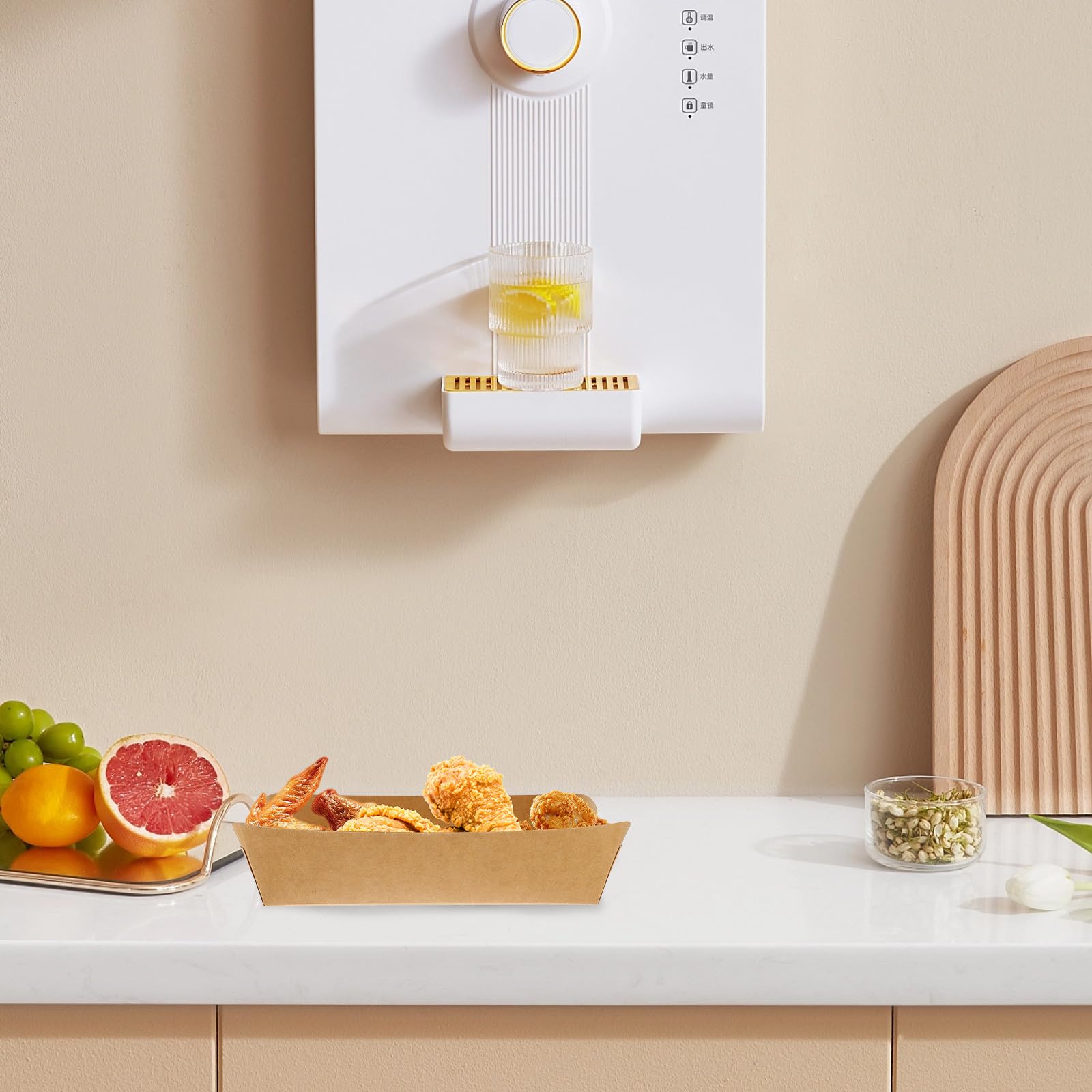 Tofficu Scatole in Carta Kraft 100 Pezzi per Alimenti Design Aperto e Portatile, Resistenti All'olio, per Patatine Fritte e Dolci in Cucina o Picnic