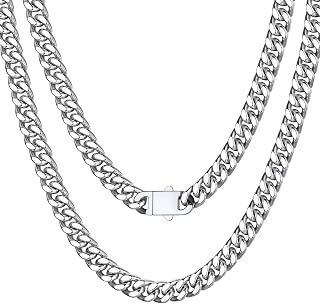 Bestyle Halskette Herren Kette Miami Panzerkette aus Edelstahlkette Kubanische Schmuck Männer Hip Hop Länge 45/50/55/60/65/71/76cm Breite 5/7/9/12mm