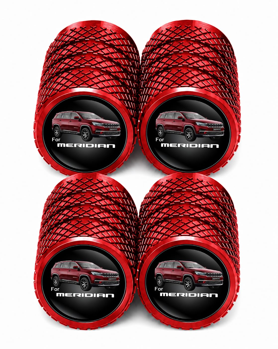 Red Metal Car Tyre Valve Caps -Compatible for Jeep Meridian | Red Finish | Metal Build | Logo Design | Dust Protection | Easy Installation | Set of 4-image-16