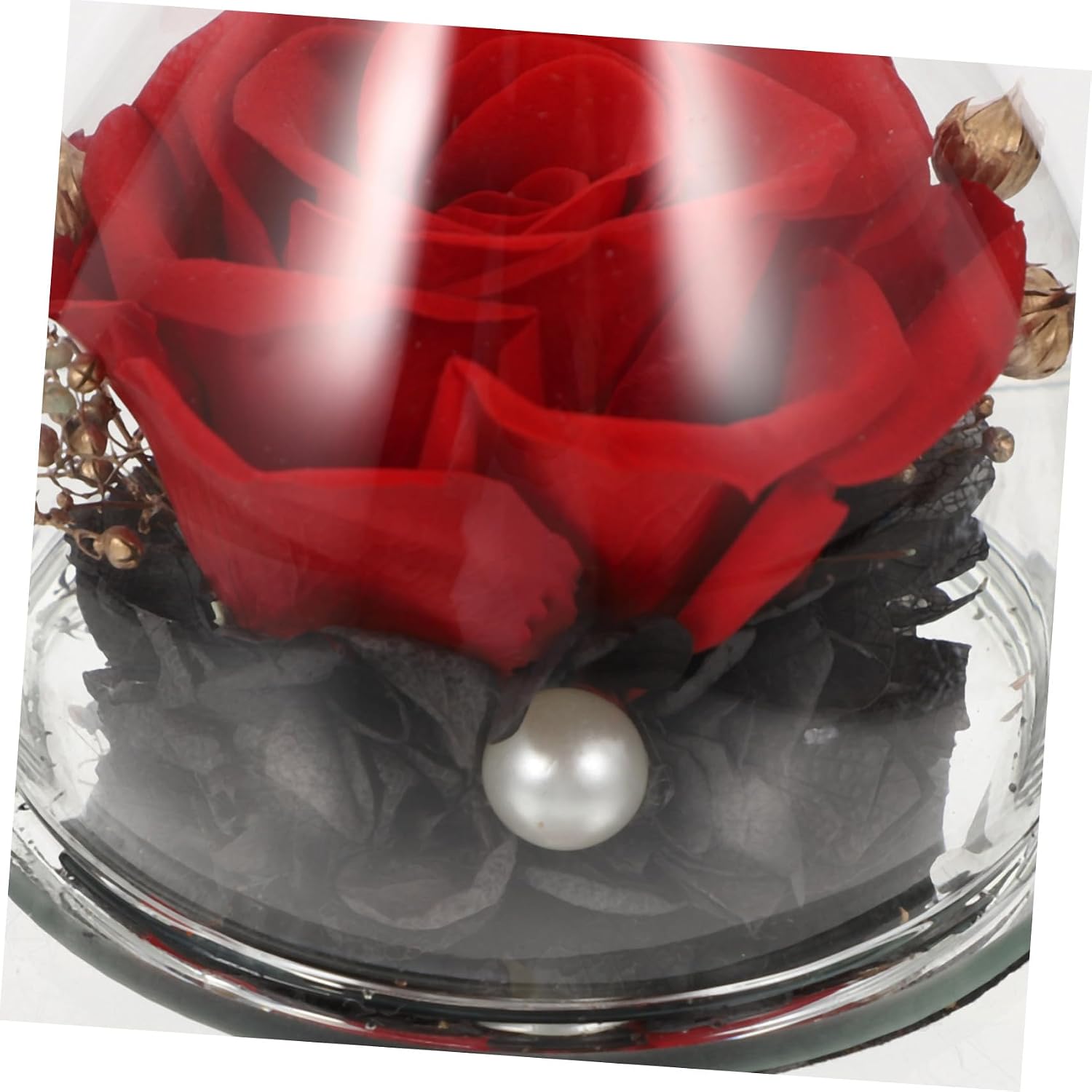 Preserved Flower Glass Dome Ornament with Angel Figurine Valentine S Day Decorative Desktop Decor Stable Flat Bottom Romantic Present for Her