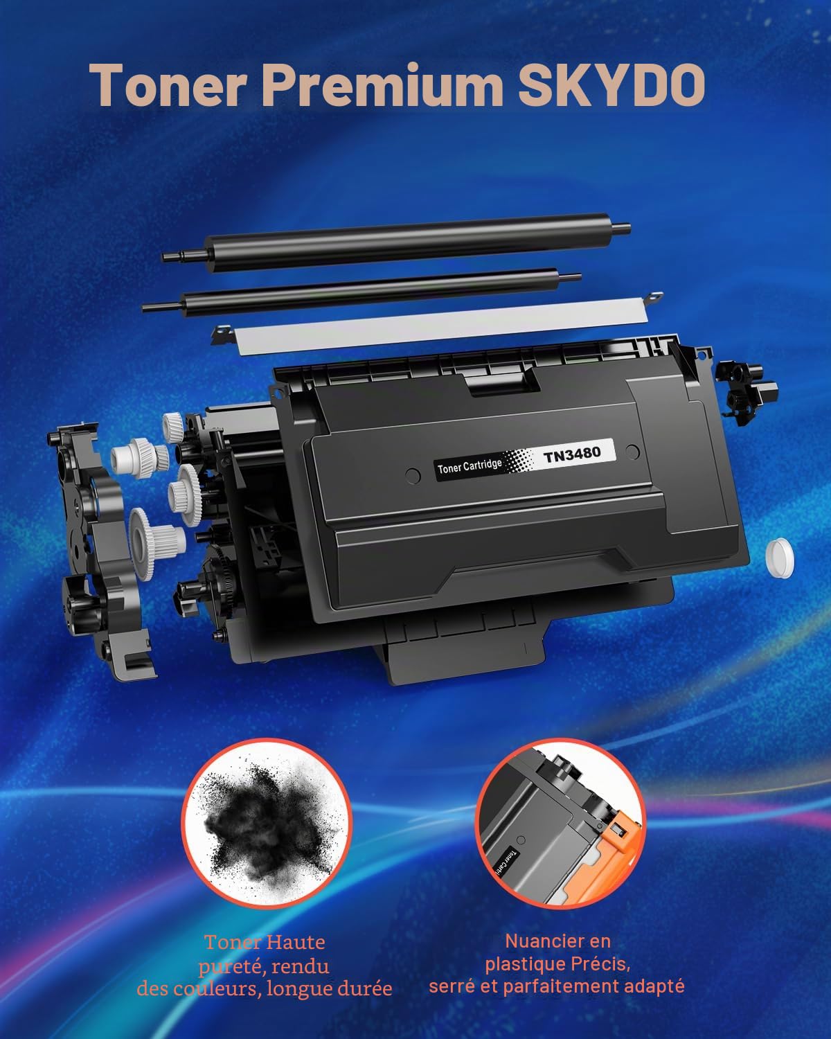 Toner TN 3480 + Tambour DR 3400 Compatible avec Brother TN-3480 DR-3400 pour Brother MFC-L5750DW MFC-L5700DN MFC-L6800DW MFC-L6900DW HL-L5200DW HL-L6200DW HL-L6250DN HL-L6300DW HL-L6400DW DCP-L6600DW